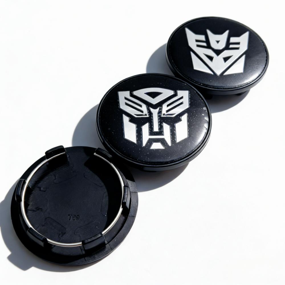 4pcs Transformers Logo Badge Car Wheel Center Caps 69MM Clips 56MM Wheels Hub Dust Cap Rim Hubcaps Cover Replace Car Accessories