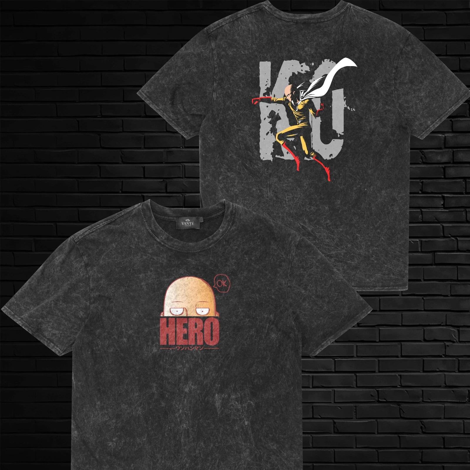 

Saitama T-Shirt Acid Wash Hero Graphic Tee Mens Unisex Cotton Gift Streetwear 3XL