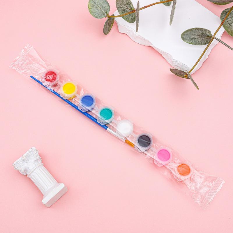 12-Color Acrylic Paint Strips with Plaster Doll for Kids DIY Graffiti, 3ml Each
