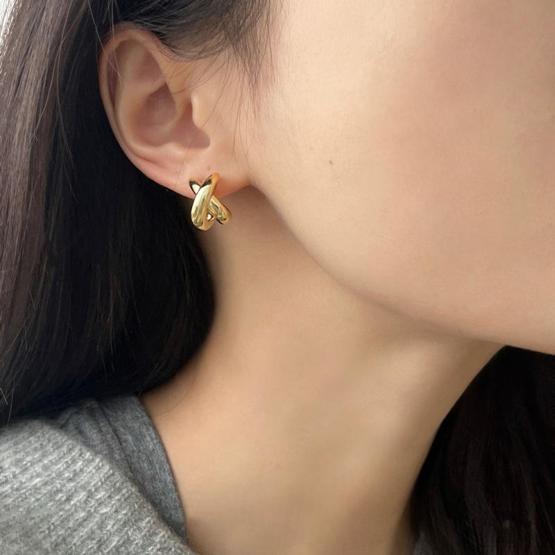 Chic X Letter Stud Earrings: Intersecting Lines for Versatile Style