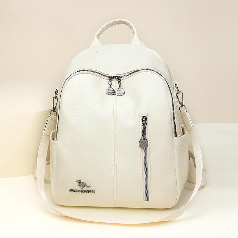 PU Backpack Women's Retro Dual-Use Shoulder Bag Large Capacity Travel Commuter Backpack
