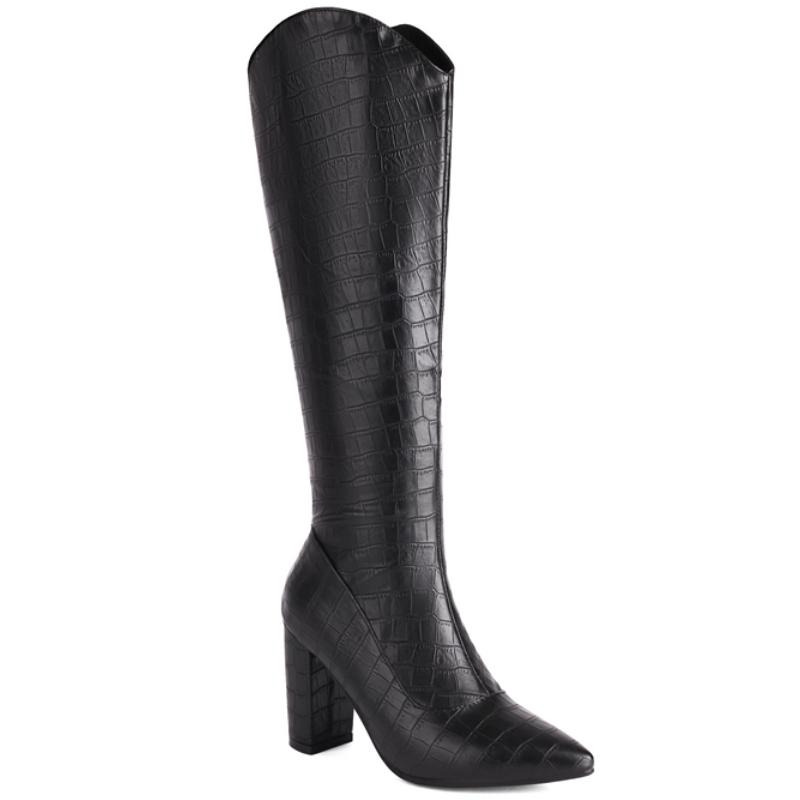 Black White Knee High Boots Women Winter Shoes New 2024 Sexy Western Women's Cowboys Boots Large Size Footwear Brand Designer