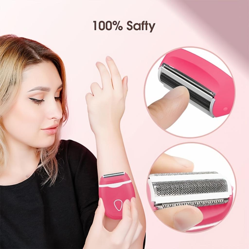Electric Lady Shaver with Washable Blade Head Battery Operated Hair Removal Device for Women Dry Use Compact Design Portable Personal Care