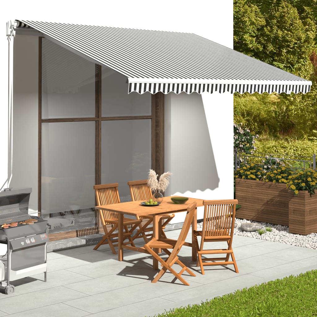 vidaXL Ersatzstoff für Markise Anthrazit und Weiß 380x295 cm Polyester dunkelgraue