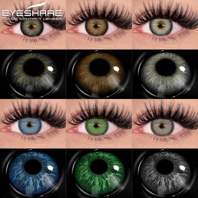 1 par de lentes de contato coloridas da moda para olhos pupilas pretas azul verde cosméticos anuais