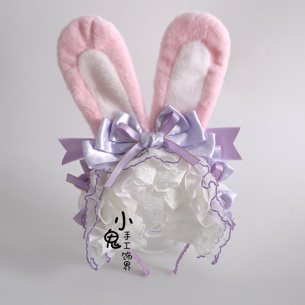 Original Multi-color Lolita Cute Rabbit Ear Headband Polka Dot Bow Rabbit Kc Cute Rabbit Headband Hairpin Hair Accessories