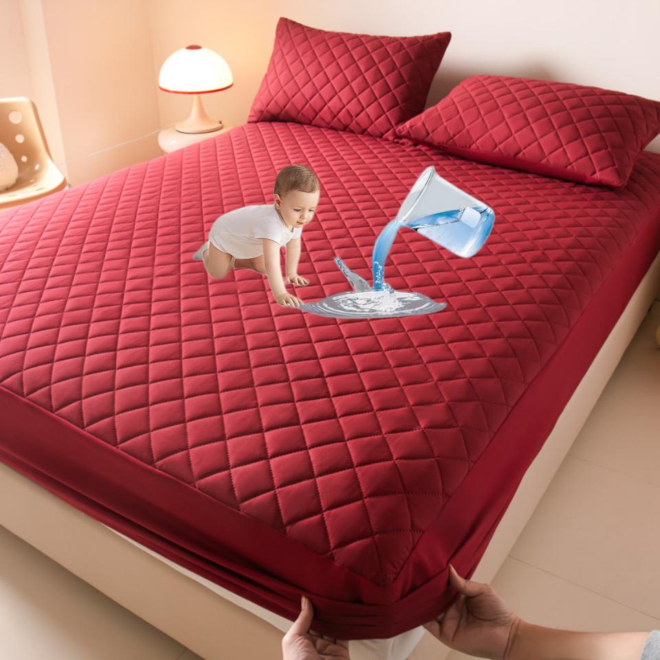 

2025 Водонепроницаемый наматрасник Антиклещевой Мягкий Удобный Дышащий Простыня на резинке Без наволочки 90x200x30cm красный