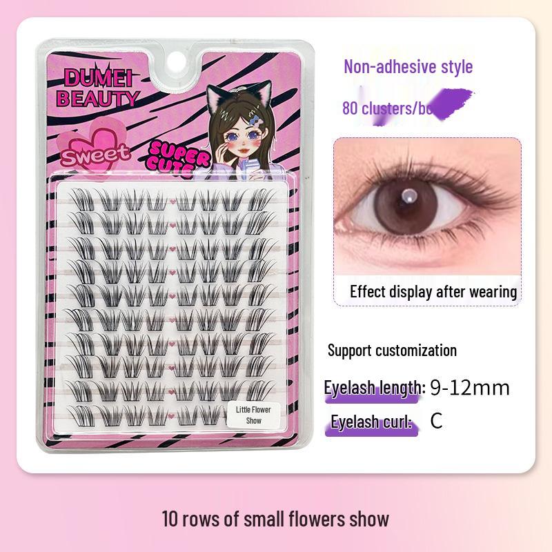 10-Row Autumn Leaf & Sunflower Faux Eyelashes - Flat, Glue-Free