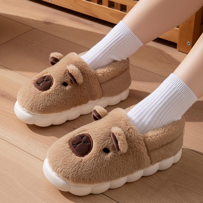Cotton slippers autumn and winter home cotton shoes bag heel wool slippers warm and velvet thick-soled couple cotton mop