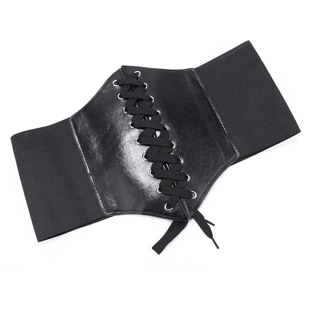 

Женский широкий пояс-корсет в придворном стиле с декоративным ремешком для свитера или юбки, эластичный ремень чёрный