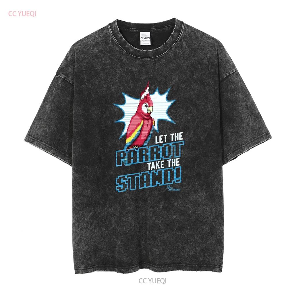Ace Attorney Parrot Black Adult T Shirt Vintage Washed Stylish Top For Everyday Wear Slightly Comfortable Graphic