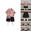 Stylish Boys Summer Short Sleeve Shirt Set For Kids With Floral Design And Soft Fabric