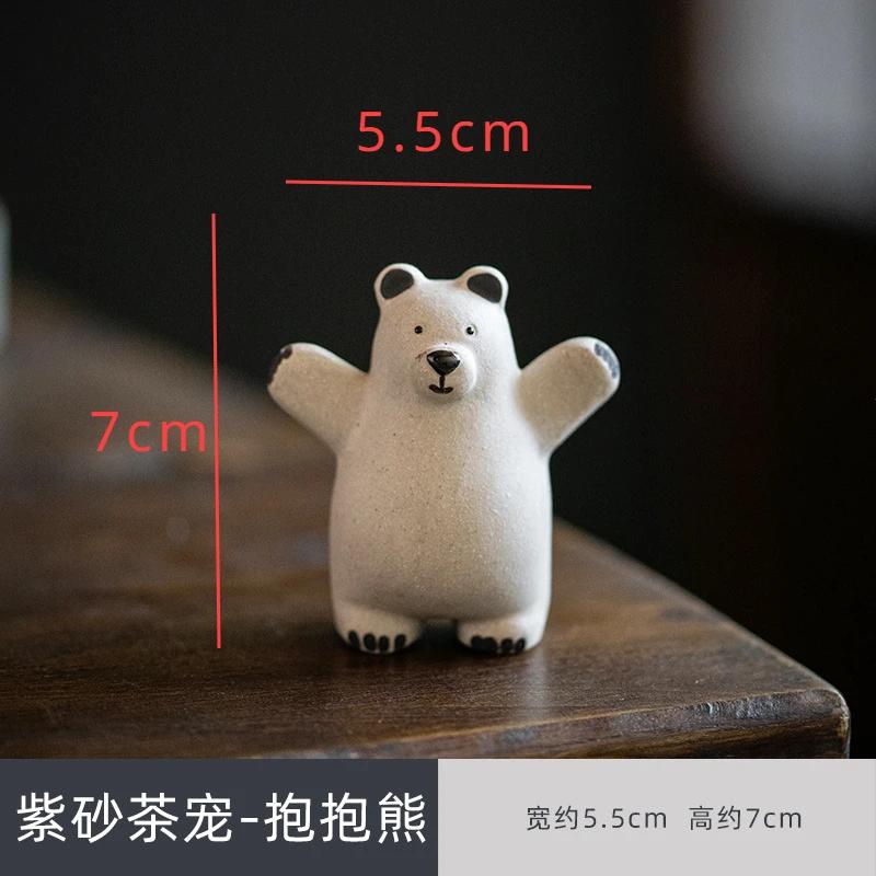 Kreatives Handgemachtes Lila Ton Tee Haustier Weißer Ton Niedlicher Bär Teetasse Abdeckung Halter Schreibtisch Dekoration Kawaii Zubehör