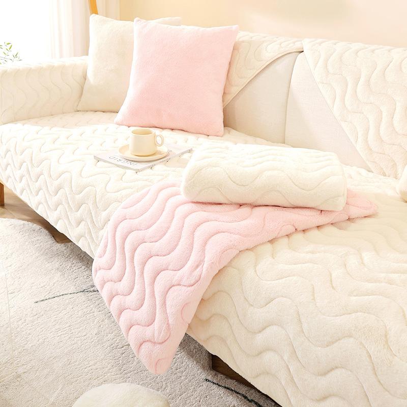 

New Anti-Rabbit Plush Winter Sofa Cushion, High-Grade Simple Seat Cushion, Leather Non-Slip Cover, Cloth Towel, Universal In All Seasons 70*70cm