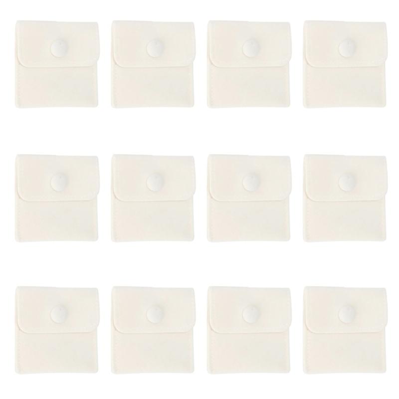 12pcs Convenient Flannel Jewelry Pouches Small Fabric Bags With Snap Closure For Jewelry Storage And Gift Packaging