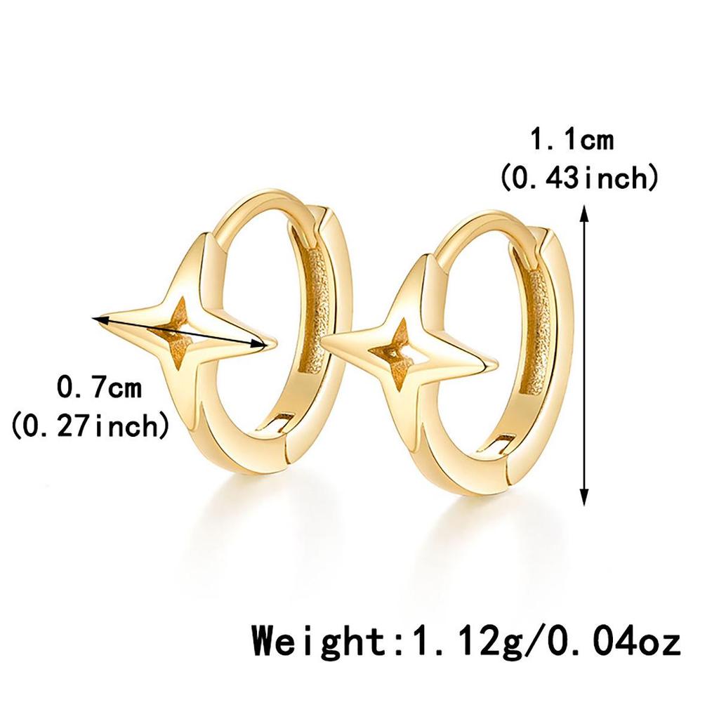 S925 Sterling Silver Versatile Round Star Stud Earrings for Women
