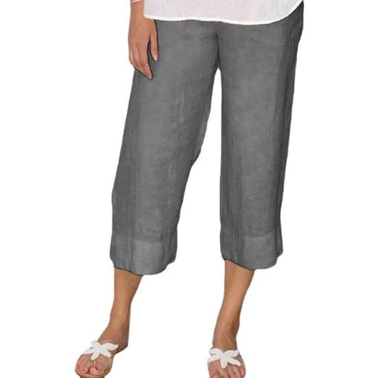 

Женские брюки с эластичной талией, средней посадки, широкие повседневные брюки с карманами, однотонные длинные брюки для повседневной носки S темно-серого