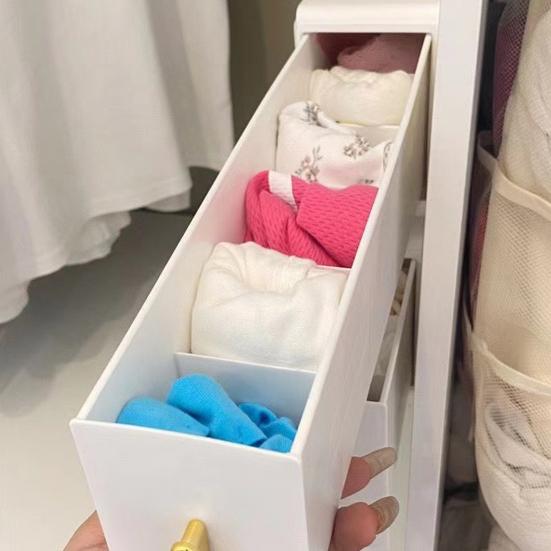 Yousheng Socks Bra Organizer Box Multiple Compartments Easy To Install Wall Mount Self Adhesive Underwear Storage Box Pull-out Closet Organizer