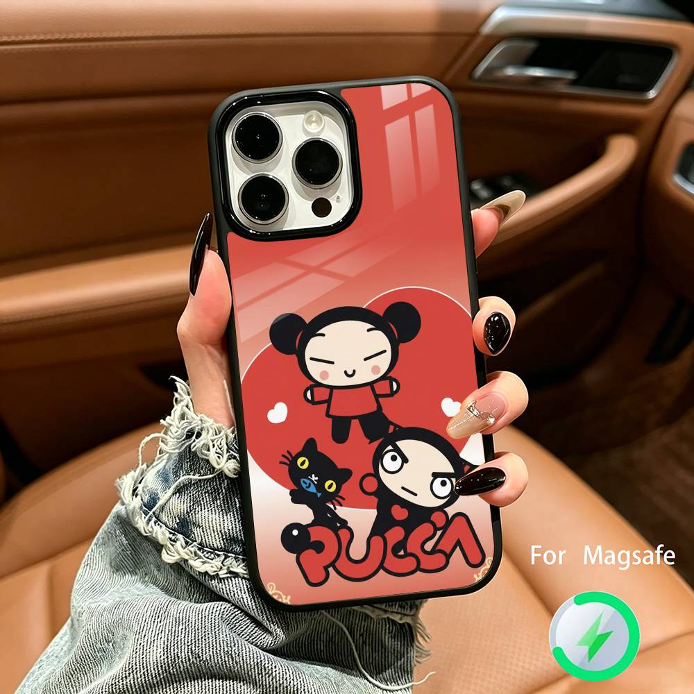 Cute Cartoon Pucca Garu Wireless charging phone case compatible with iPhone 17/16/15/14/13/12/11