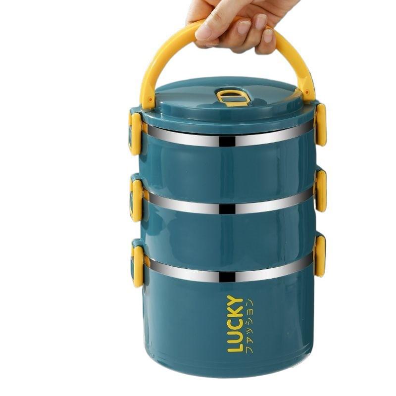 Stainless Steel Insulated Lunch Box Adults Students Multi-Layer Bento Container With Lid Utensils Japanese Style