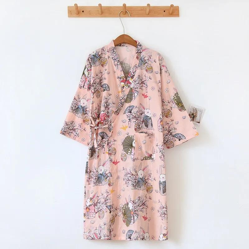 

Женский хлопковый халат-кимоно, свободная домашняя одежда, пижамы, халаты для женщин, разноцветный кардиган с принтом, одежда для сна, женский халат L