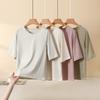 L To 4XL Plus Size Women's Loose Fit T-shirt Snowflake Cotton O-Neck Tshirts Solid Half Sleeve Casual Daily Layering Tee Top