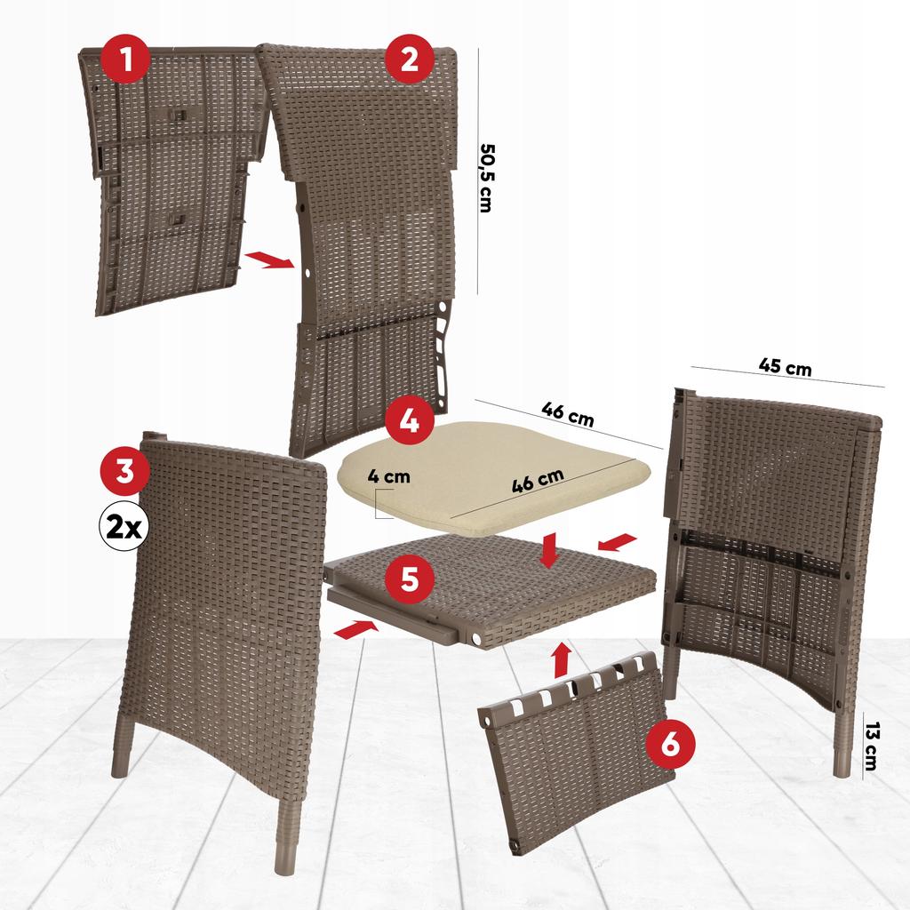Stuhl Sessel Gartenstuhl für Balkon Terrasse Bequem Allibert + Kissen Beige
