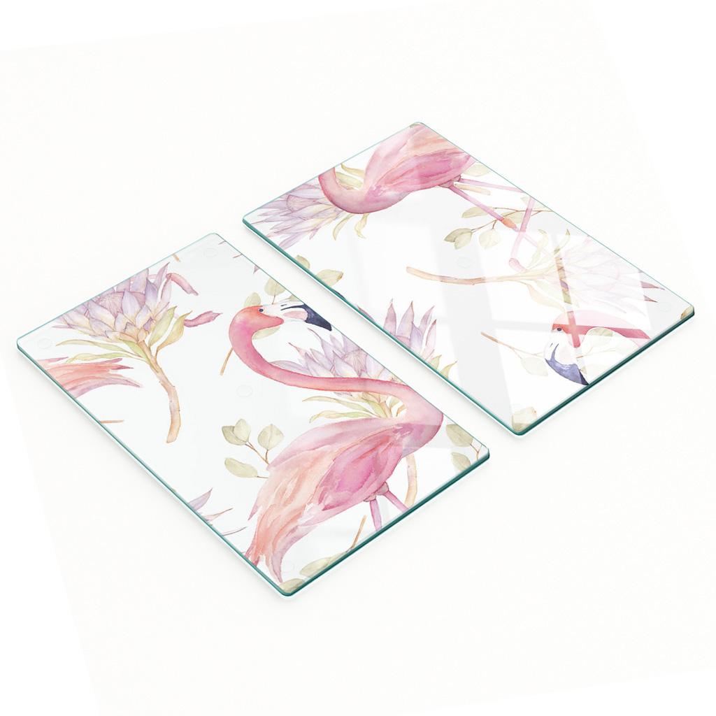 Kuchenne Wielofunkcyjne Dekoracyjne Deski Hartowane Flamingi 2X30X52 Cm