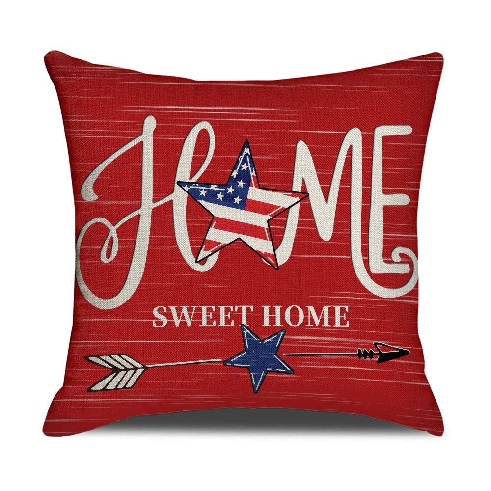 

New American Independence Day Pillow Cover Linen Car Pillow Cover Bedroom Living Room Bathroom Window Cushion Waist Pillow Cover Combination 45 * 45Cm (excluding pillow core)