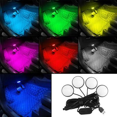 5V LED RGB Car Interior Backlight Ambient Mood Foot Light With USB Lighter Decorative Atmosphere Lamp Auto Accessories
