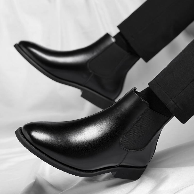 British Vintage Chelsea Boots Men's Shoes Fleece Leather Boots Martin Boots Plus Size Boots Men's