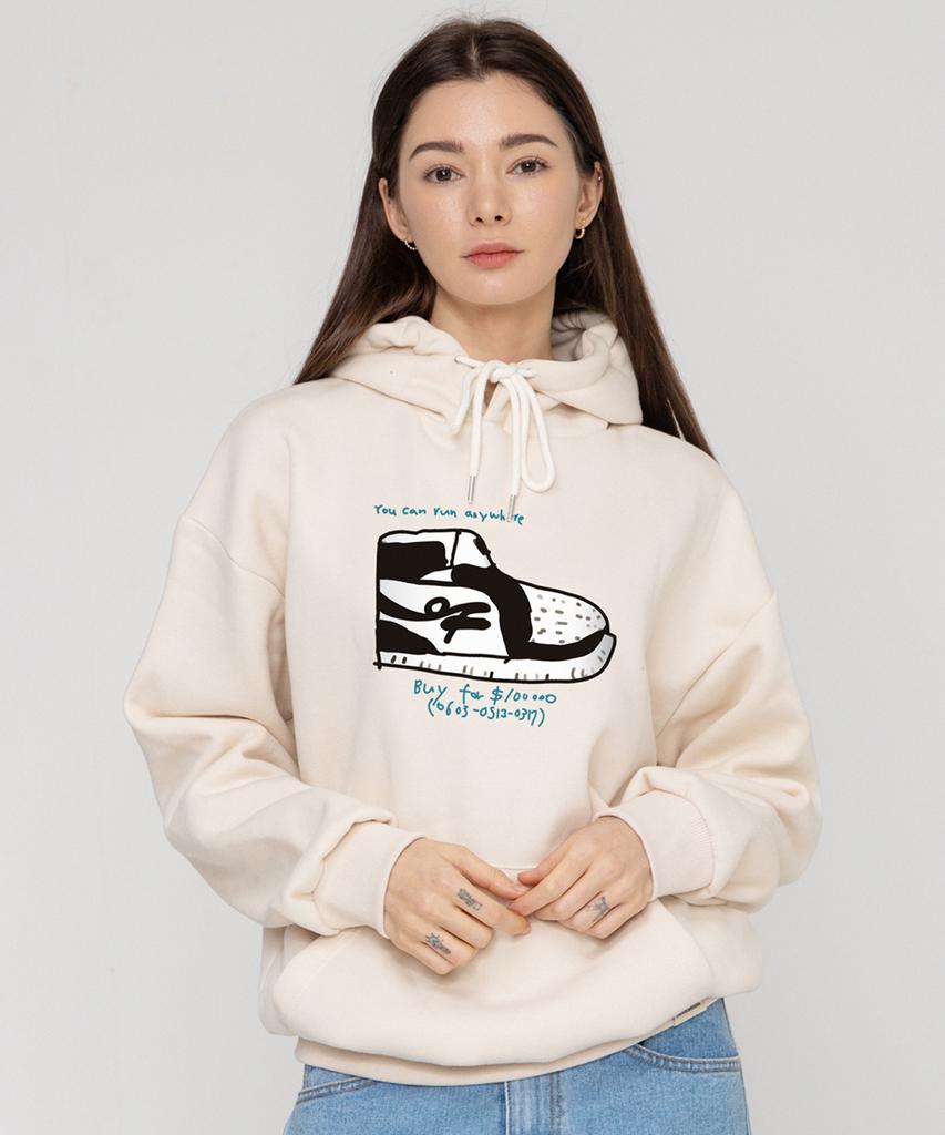 [Unisex] Of Shoes Center Hoodie_Cream/Black Logo