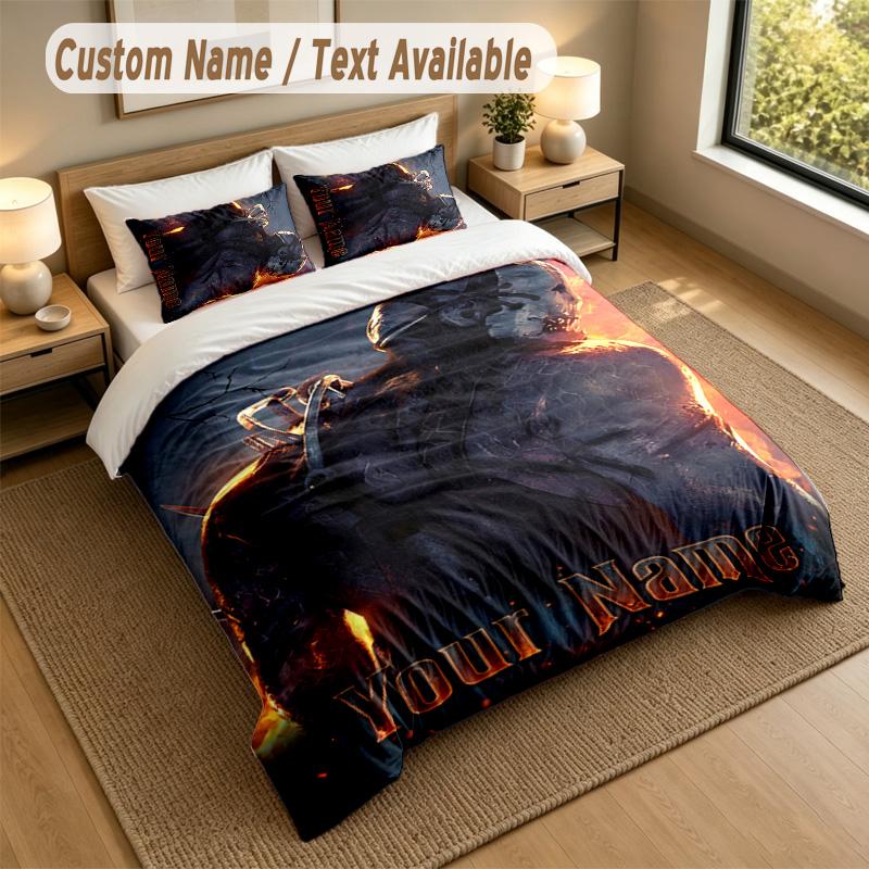3Pcs Bedding Set Custom Name Text, 1 Sheet 2 Pillowcases Home Bed DecorDead by Daylight