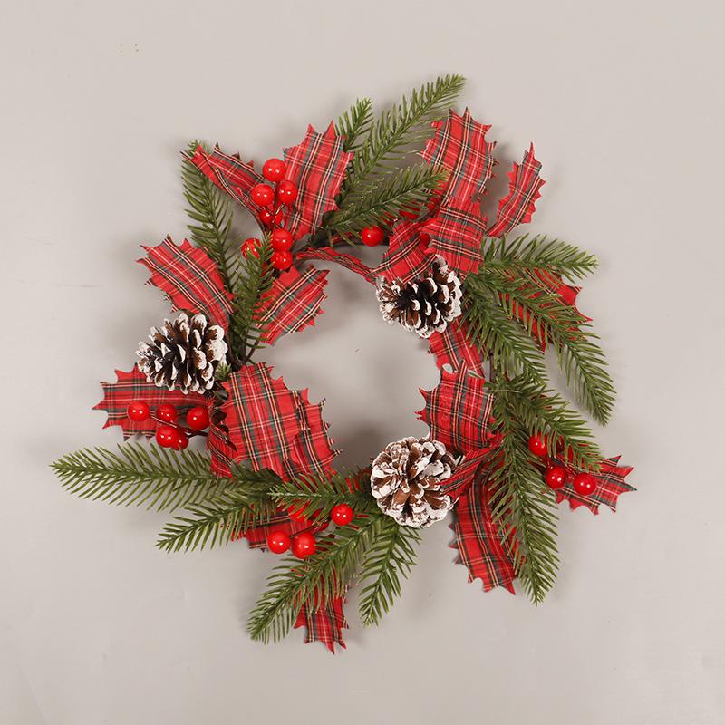 New Pinecone Red Berry Christmas Wreath - Festive Wall & Door Hanging Decoration