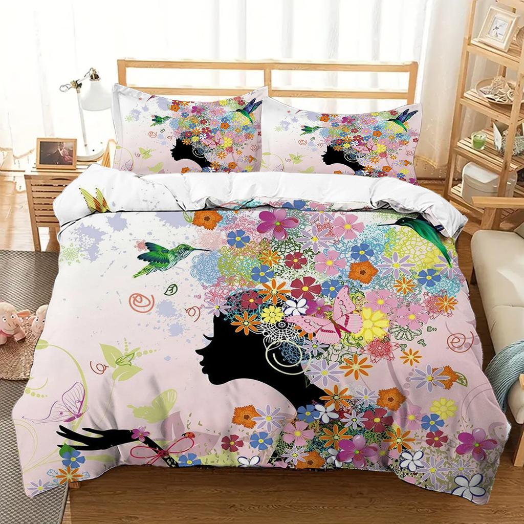 Flower Fairy And Butterfly Pattern 3D Printed Down Duvet Cover Soft And Comfortable Bedding Set Modern Art Style Down Duvet Cove