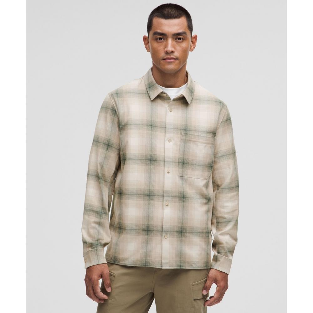 

Lululemon Начесаная тканая верхняя рубашка Vista Plaid Mojave Tan Dark Forest XXL