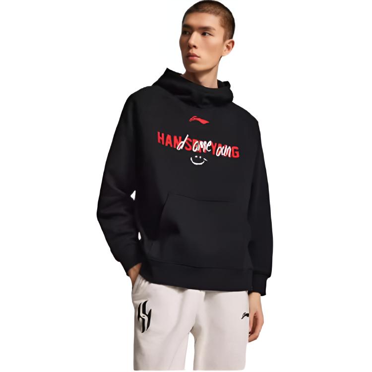 Li Ning Professional Basketball Series Fleece Warm Fashionable Versatile Letter Hoodie Soft Breathable Loose Sweatshirt Men sweatshirt AWDVP79-1