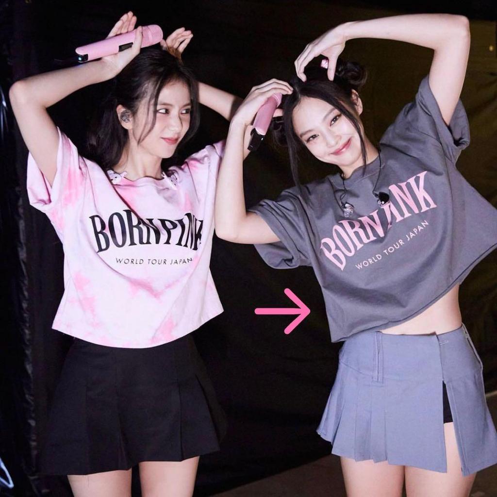 [USED] BLACK PINK Official Logo T-Shirt Gray Short