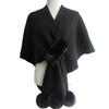 European and American Fur Collar Knitted Pom-Pom Cardigan Shawl