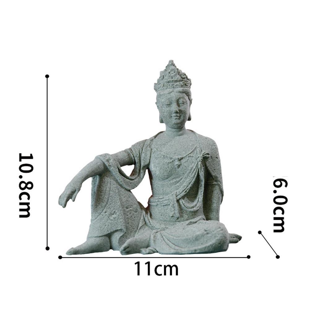Fish Tank Buddha Meditating Sculpture Home Decor Wide Application Smooth Surface Unique Scenery Fine Workmanship for Yoga Room