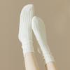 Women's Mid-calf Spring and Autumn Thick Cotton Socks, White Retro Autumn and Winter Loose Long Calf Pile Socks, Women's Long Socks