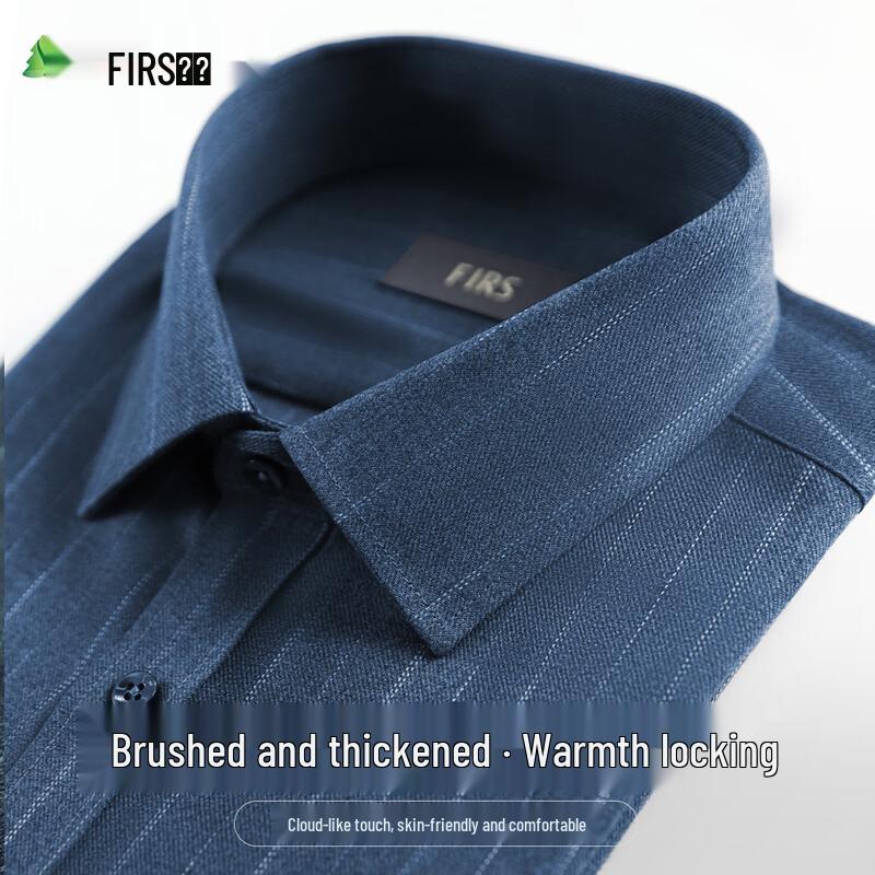 FIRS Men s Brushed Thickened Striped Long Sleeve Shirt XXL