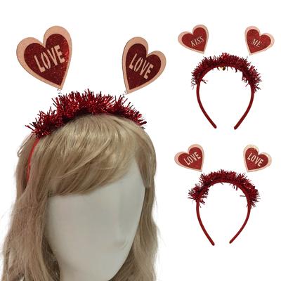 Zarter Bankettparty-Haarreif mit Herz Mädchen Valentinstag Stirnband mit Lametta Frau Teenager Glitzer Haaraccessoire