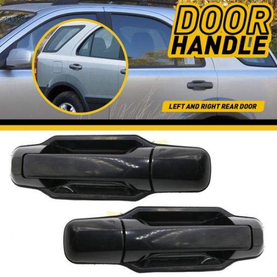 For 03-09 Kia Outside Outer Exterior Door Handle Rear Left and Right Black Set
