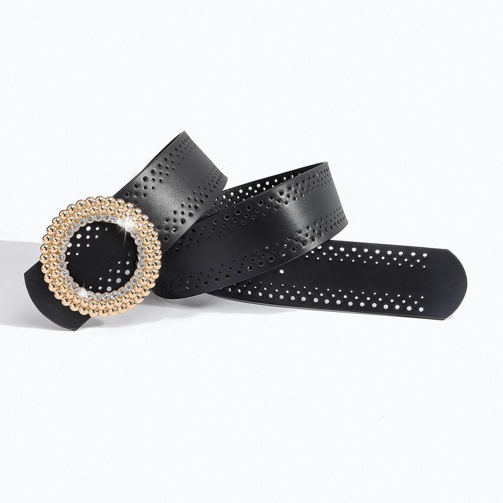 Retro Wide Belt Hollow Hollow Belts New Black Waistband for Women Girls