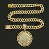 Diamond-encrusted Sunflower Cuban Chain, Domineering Punk Necklace, Men's Creative Hipster Pendant Decorative Accessories