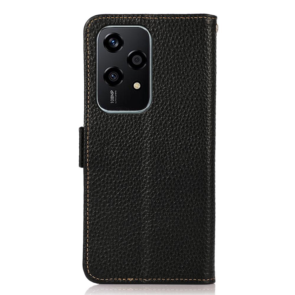 KHAZNEH For Honor 200 Lite Case RFID Blocking Genuine Cow Leather Flip Phone Cover