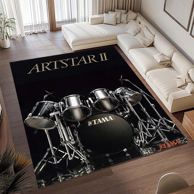 Stylish TAMA Drum Print Floor Mat Anti-Slip Carpet for Music Enthusiasts Unique Rug for Jazz or Electronic Drum-Themed Decor02