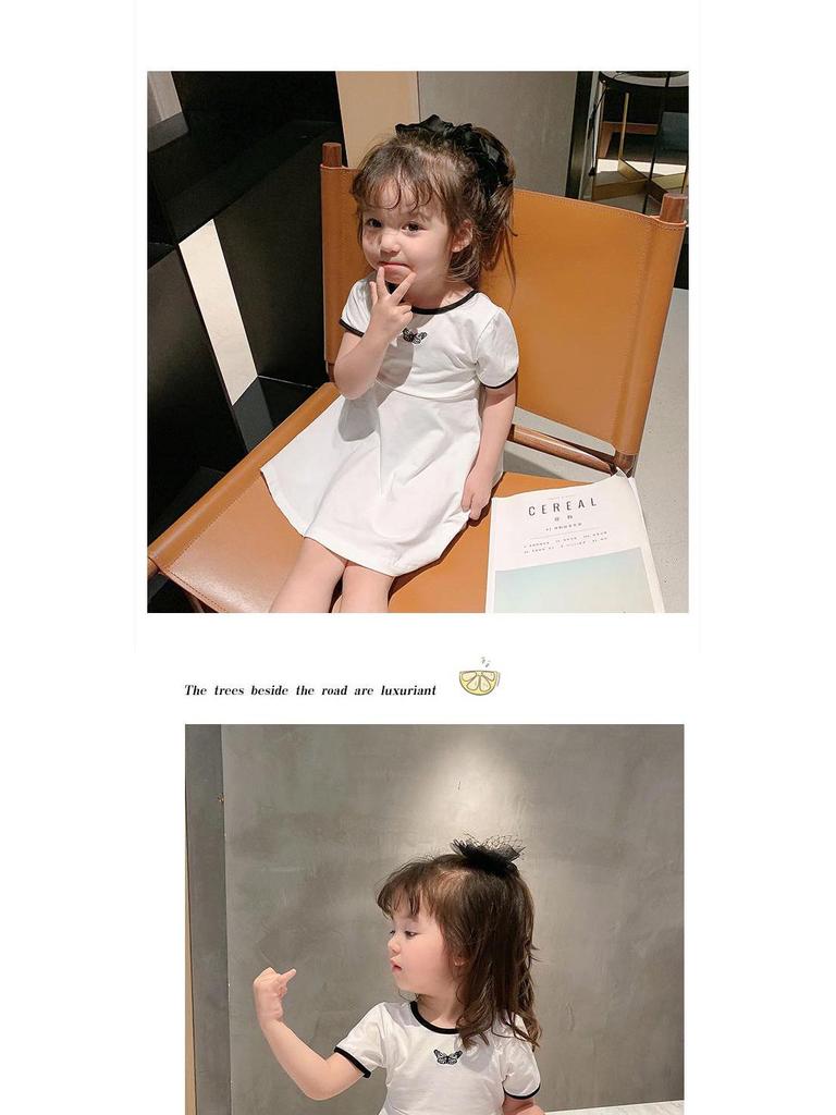 2025 Sommer Mädchen Orange Prinzessinnenkleid - Kurzärmlig, Einfarbig, Koreanischer Stil