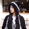 Autumn and winter hats, women's warm and cute cat ear wool hats, knitted hats, versatile and face-showing small literary headgear tide